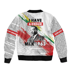 Martin Luther King Sleeve Zip Bomber Jacket Honoring The Legacy White Version