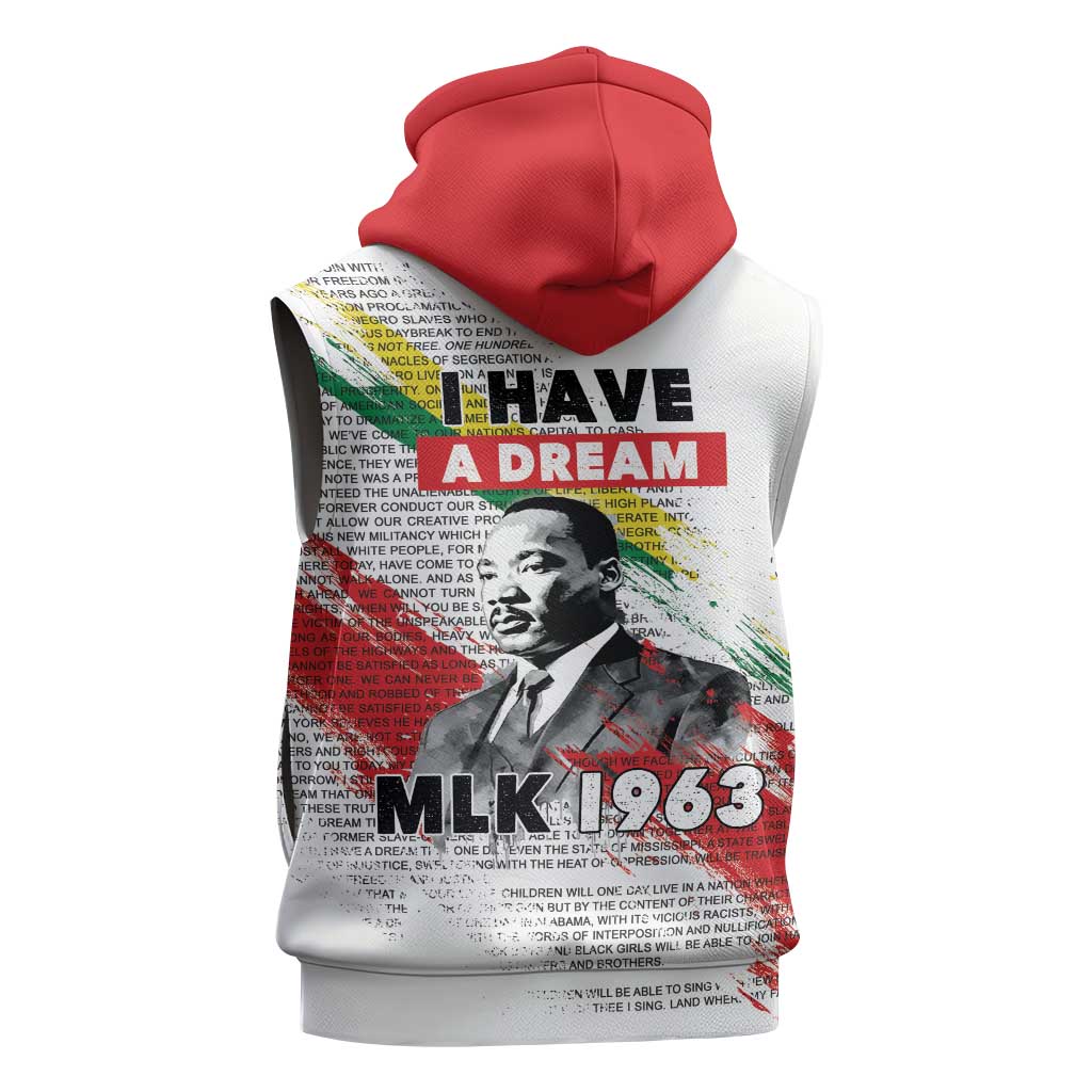 Martin Luther King Sleeveless Hoodie Honoring The Legacy White Version - African Pride