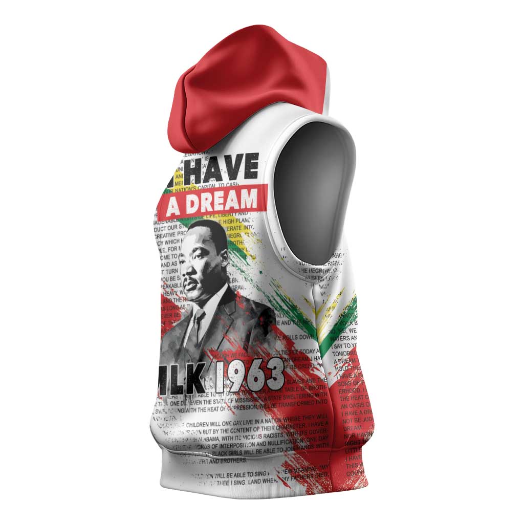 Martin Luther King Sleeveless Hoodie Honoring The Legacy White Version - African Pride