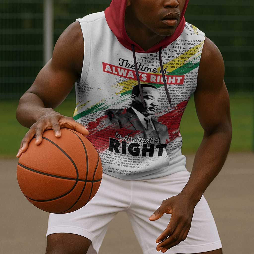 Martin Luther King Sleeveless Hoodie Honoring The Legacy White Version - African Pride