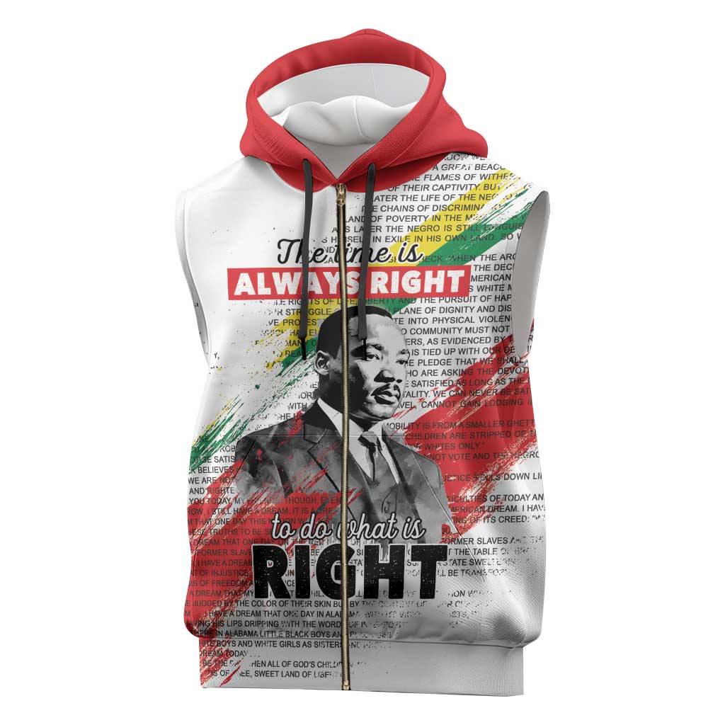 Martin Luther King Sleeveless Zip Hoodie Honoring The Legacy White Version - African Pride