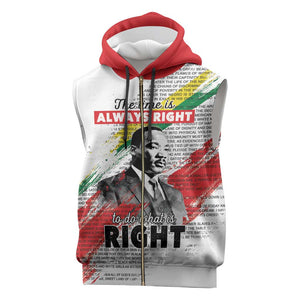 Martin Luther King Sleeveless Zip Hoodie Honoring The Legacy White Version - African Pride