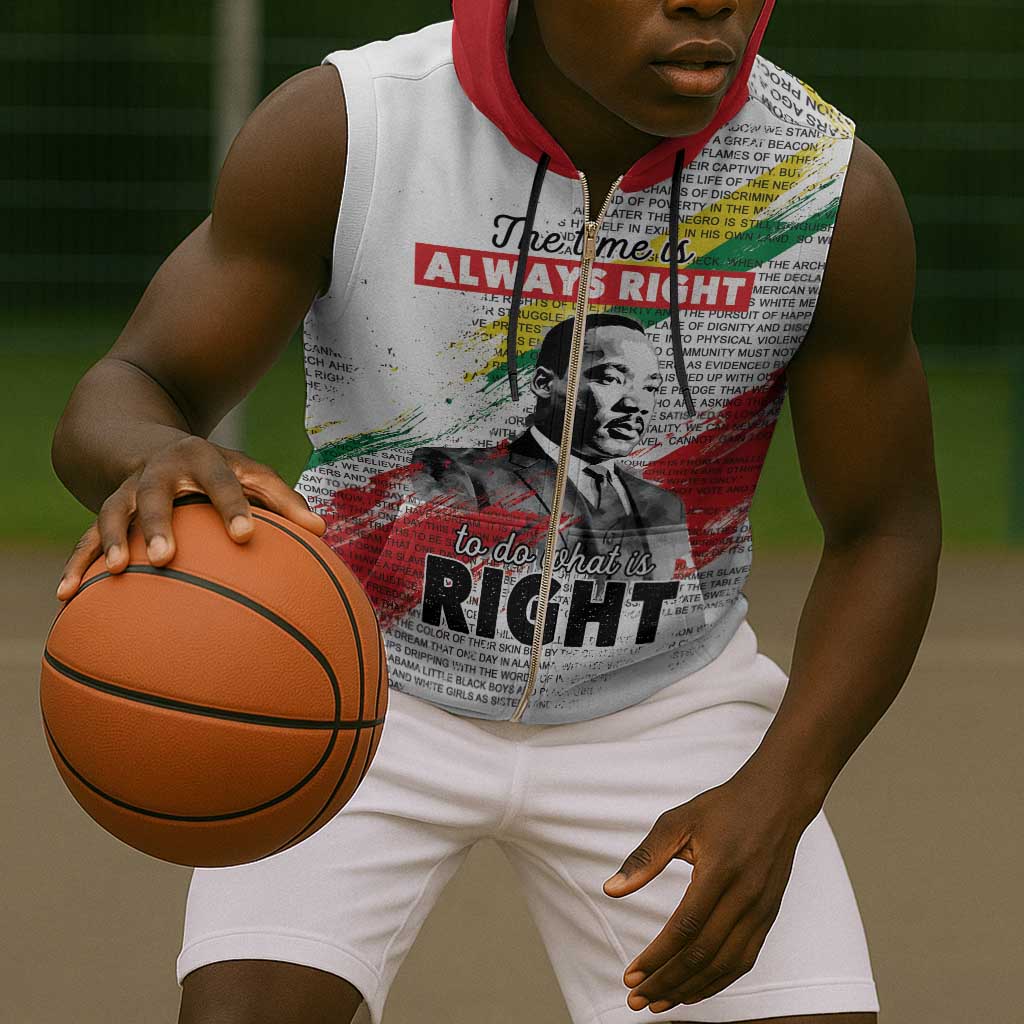 Martin Luther King Sleeveless Zip Hoodie Honoring The Legacy White Version - African Pride