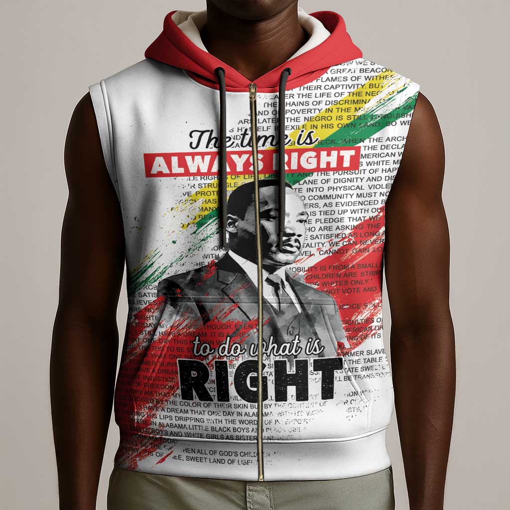 Martin Luther King Sleeveless Zip Hoodie Honoring The Legacy White Version - African Pride
