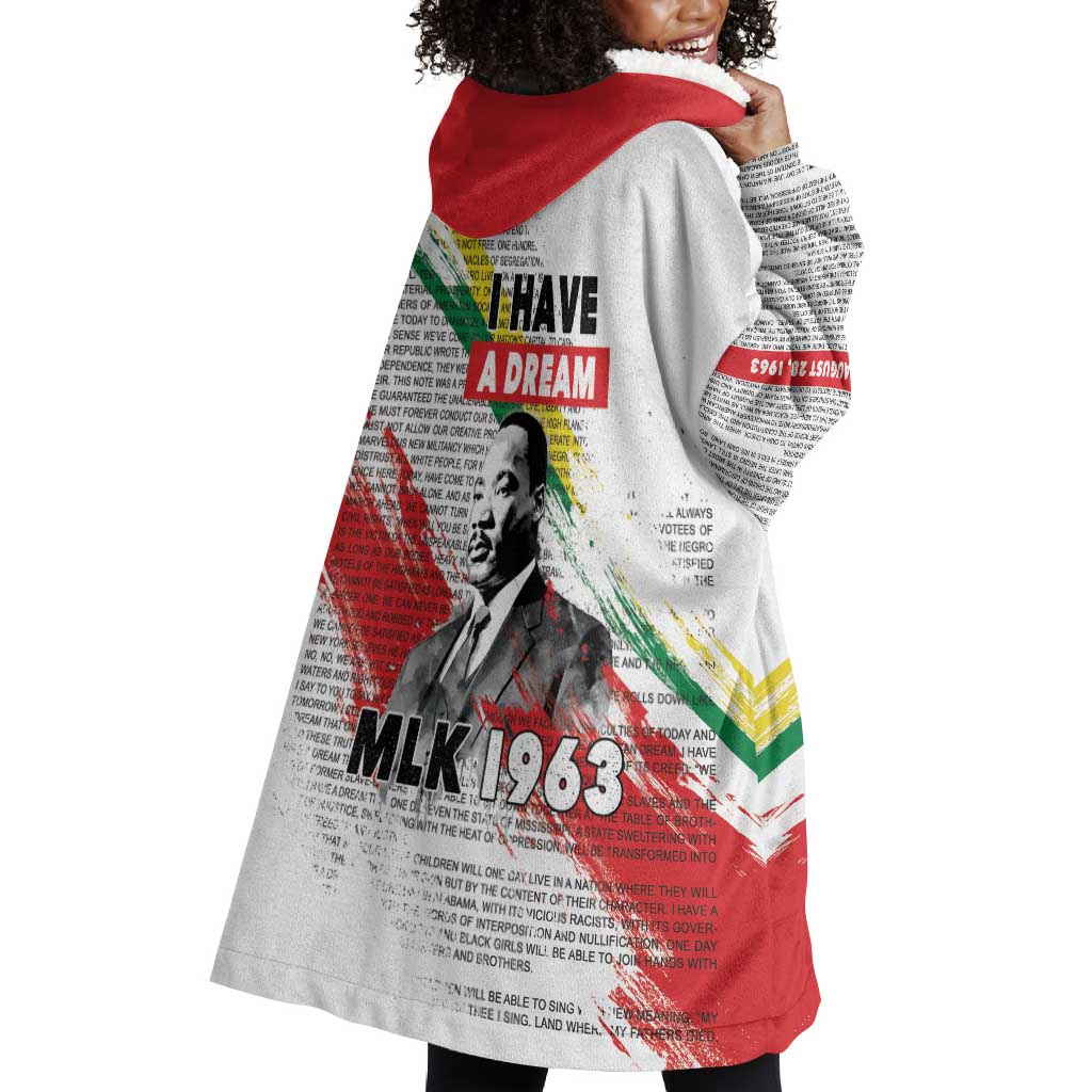 Martin Luther King Wearable Blanket Hoodie Honoring The Legacy White Version