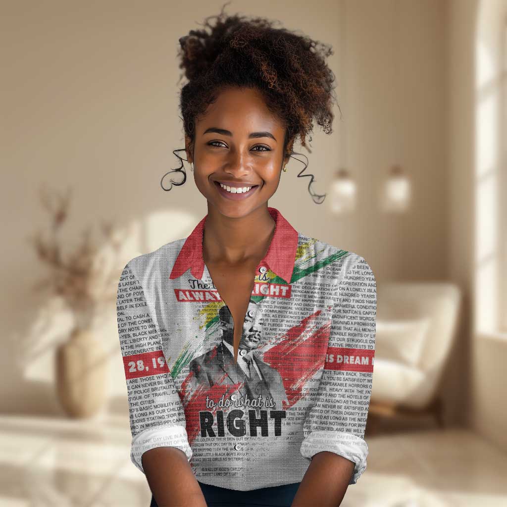 Martin Luther King Women Casual Shirt Honoring The Legacy White Version LT05