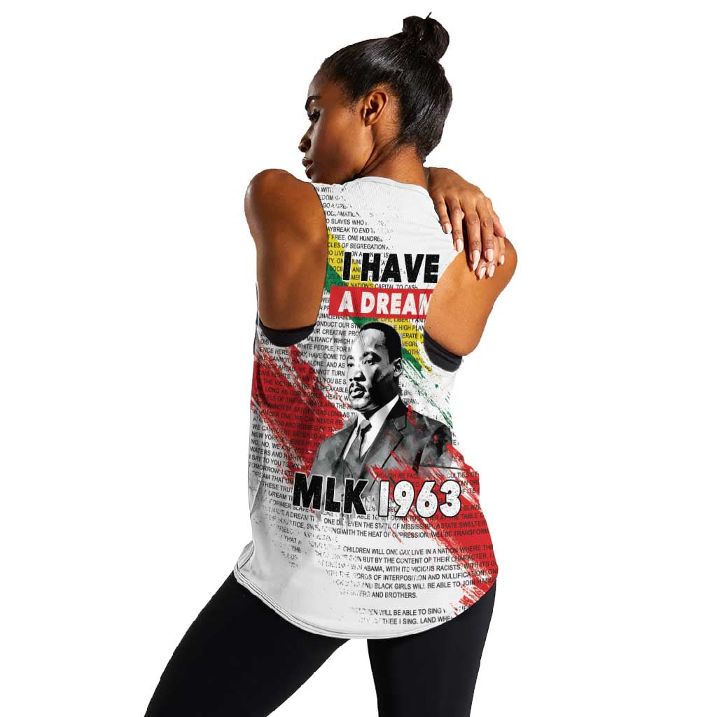 Martin Luther King Women Racerback Tank Honoring The Legacy White Version