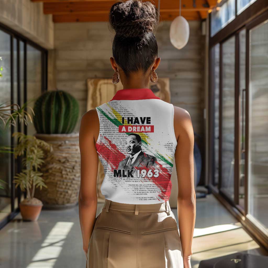 Martin Luther King Women Sleeveless Polo Shirt Honoring The Legacy White Version