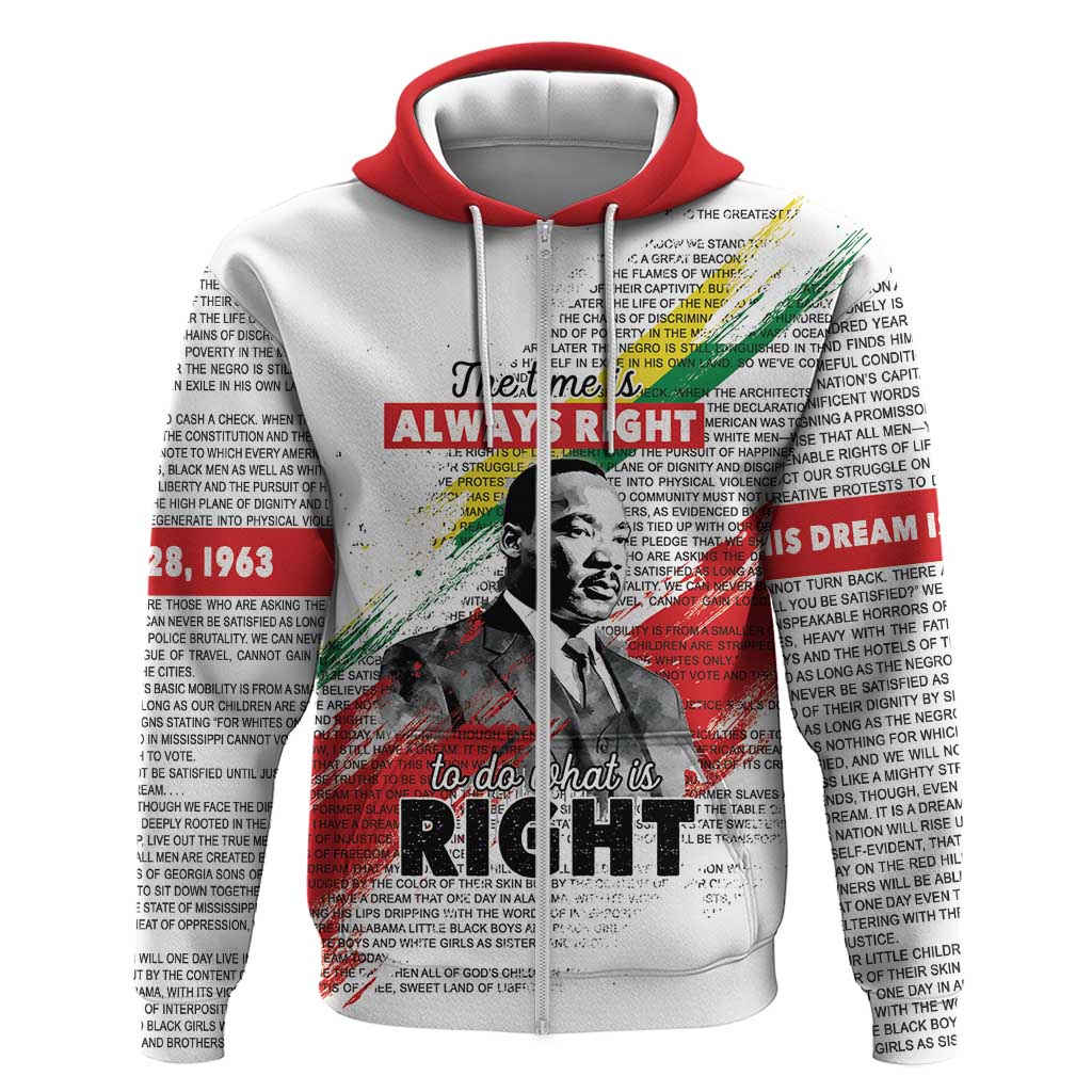 Martin Luther King Zip Hoodie Honoring The Legacy White Version