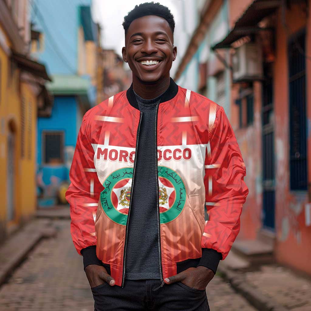 Custom Morocco Football Bomber Jacket 1994 Retro Red Version - African Pride