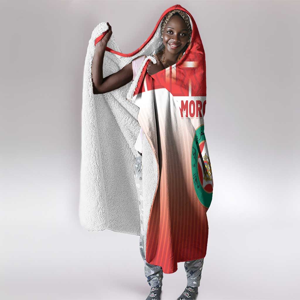 Morocco Football Hooded Blanket 1994 Retro Red Version - African Pride