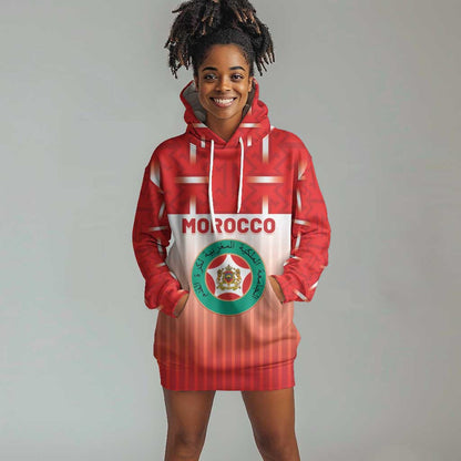 Custom Morocco Football Hoodie Dress 1994 Retro Red Version - African Pride