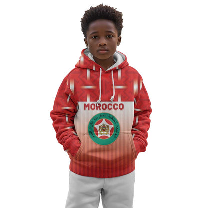 Custom Morocco Football Kid Hoodie 1994 Retro Red Version - African Pride