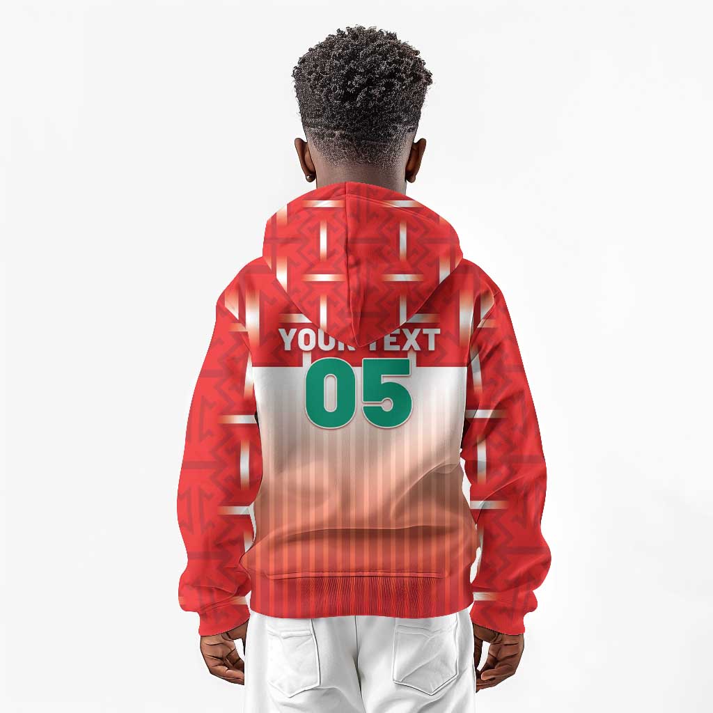 Custom Morocco Football Kid Hoodie 1994 Retro Red Version - African Pride