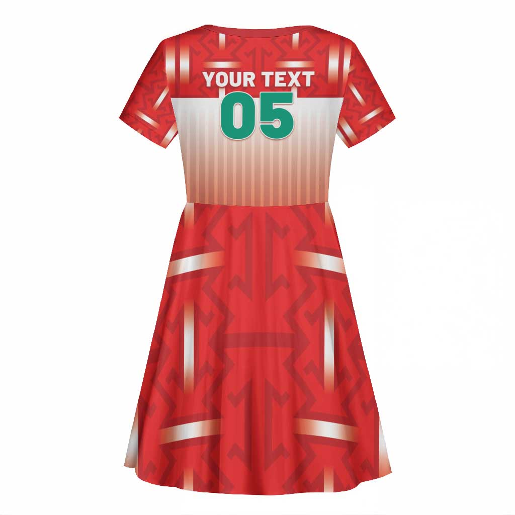 Custom Morocco Football Kid Short Sleeve Dress 1994 Retro Red Version - African Pride
