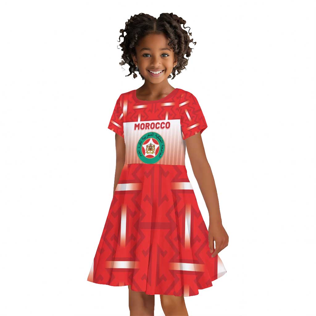 Custom Morocco Football Kid Short Sleeve Dress 1994 Retro Red Version - African Pride