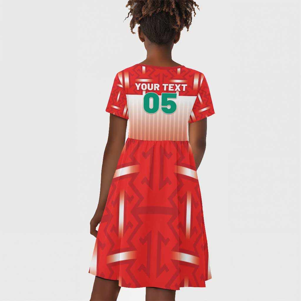 Custom Morocco Football Kid Short Sleeve Dress 1994 Retro Red Version - African Pride