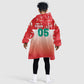 Custom Morocco Football Kid Wearable Blanket Hoodie 1994 Retro Red Version - African Pride