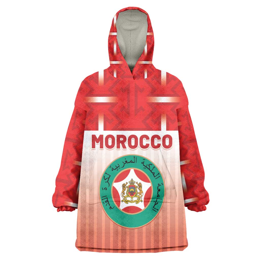Custom Morocco Football Kid Wearable Blanket Hoodie 1994 Retro Red Version - African Pride
