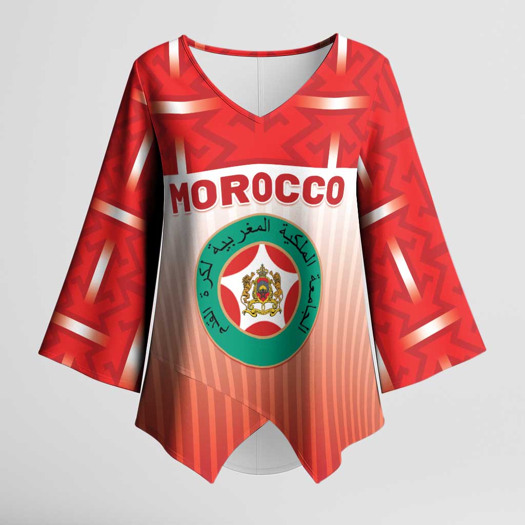 Custom Morocco Football Kimono Sleeve Blouse 1994 Retro Red Version - African Pride