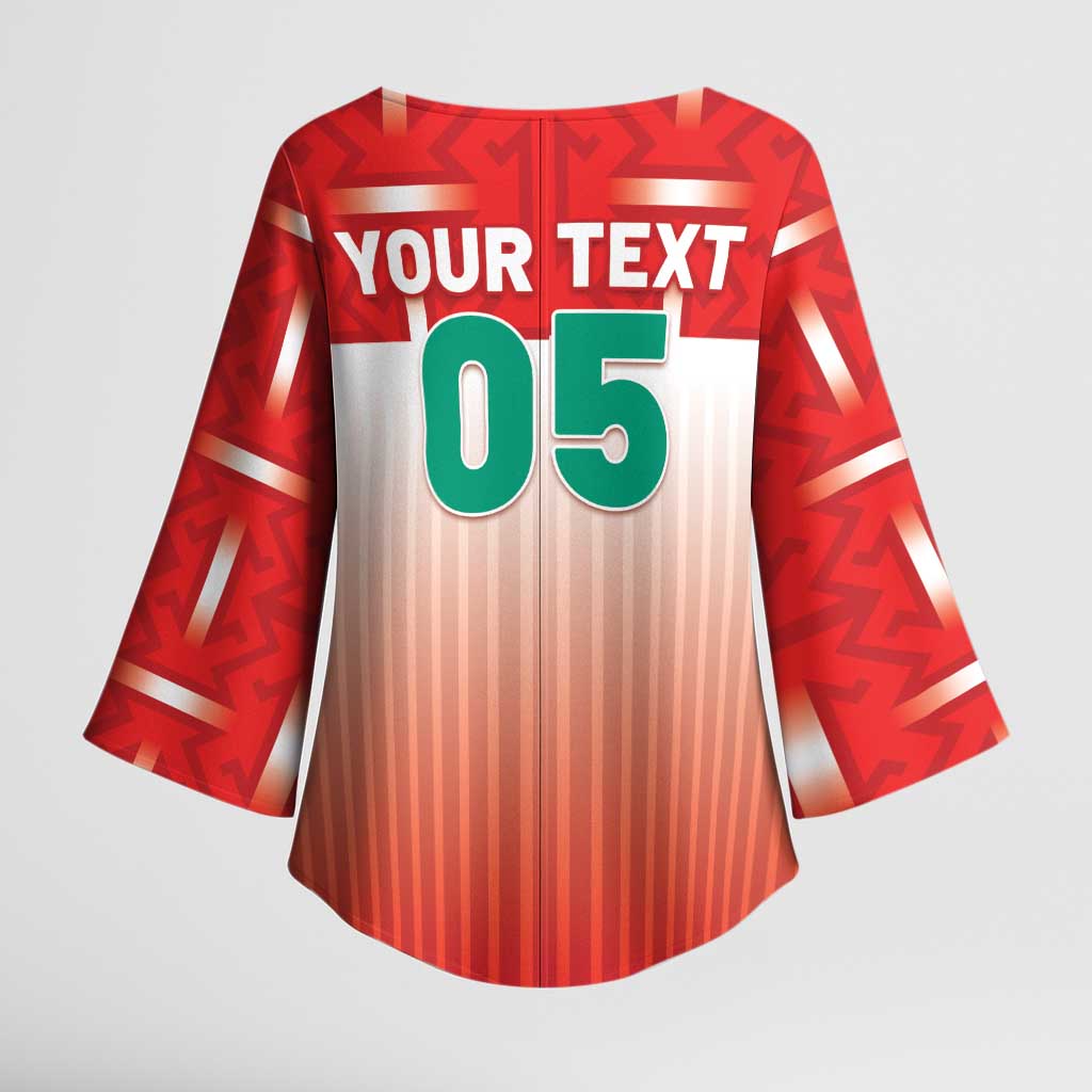 Custom Morocco Football Kimono Sleeve Blouse 1994 Retro Red Version - African Pride