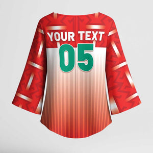 Custom Morocco Football Kimono Sleeve Blouse 1994 Retro Red Version - African Pride