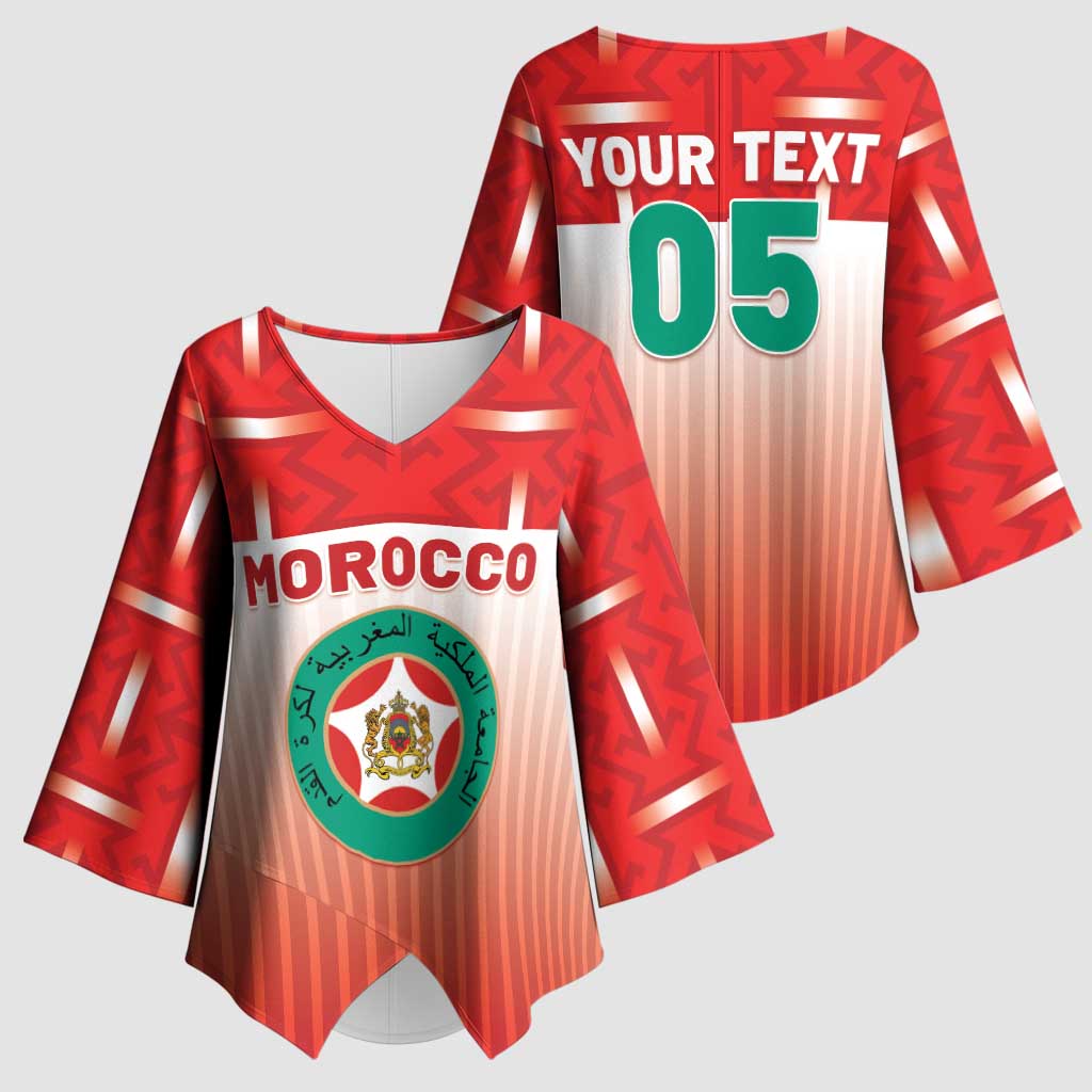 Custom Morocco Football Kimono Sleeve Blouse 1994 Retro Red Version - African Pride
