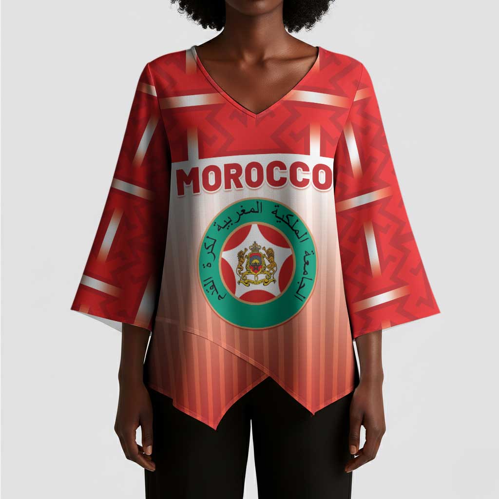 Custom Morocco Football Kimono Sleeve Blouse 1994 Retro Red Version - African Pride