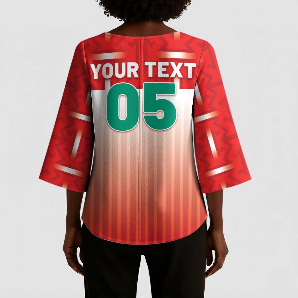Custom Morocco Football Kimono Sleeve Blouse 1994 Retro Red Version - African Pride