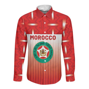 Custom Morocco Football Long Sleeve Button Shirt 1994 Retro Red Version - African Pride