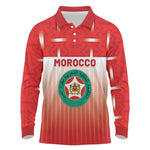 Custom Morocco Football Long Sleeve Polo Shirt 1994 Retro Red Version - African Pride