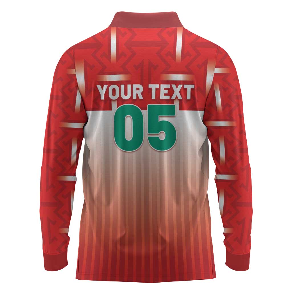 Custom Morocco Football Long Sleeve Polo Shirt 1994 Retro Red Version - African Pride