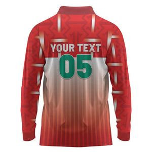 Custom Morocco Football Long Sleeve Polo Shirt 1994 Retro Red Version - African Pride