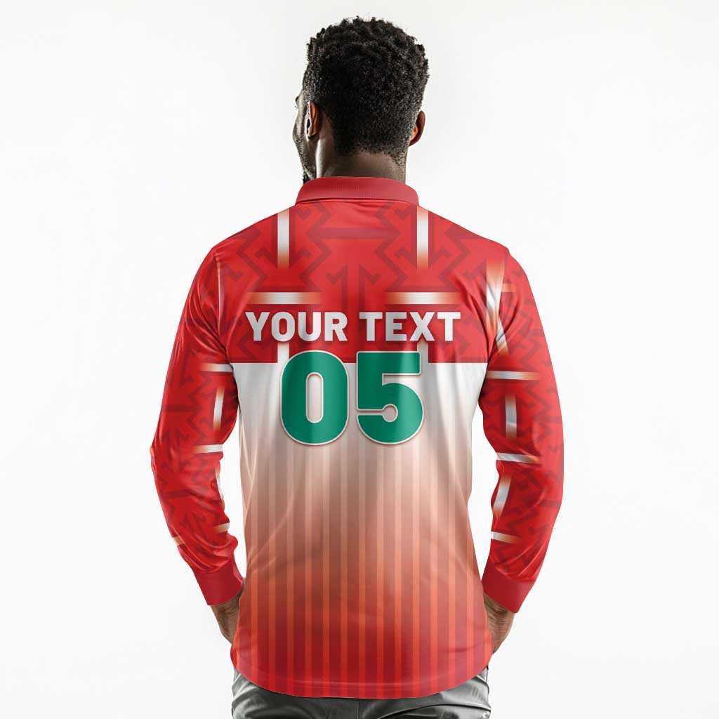 Custom Morocco Football Long Sleeve Polo Shirt 1994 Retro Red Version - African Pride