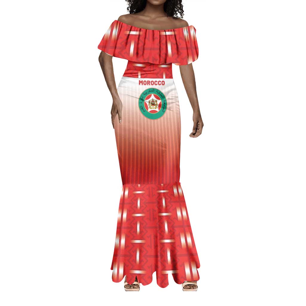 Custom Morocco Football Mermaid Dress 1994 Retro Red Version - African Pride