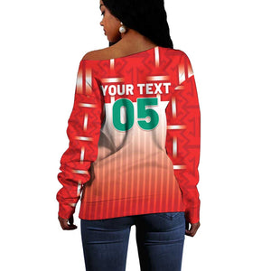 Custom Morocco Football Off Shoulder Sweater 1994 Retro Red Version - African Pride
