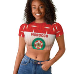 Custom Morocco Football Raglan Cropped T shirt 1994 Retro Red Version - African Pride