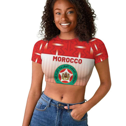 Custom Morocco Football Raglan Cropped T shirt 1994 Retro Red Version - African Pride