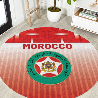 Morocco Football Round Carpet 1994 Retro Red Version - African Pride