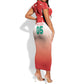 Custom Morocco Football Short Sleeve Bodycon Dress 1994 Retro Red Version - African Pride