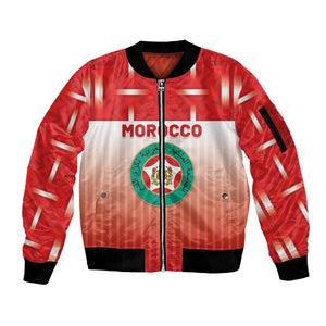 Custom Morocco Football Sleeve Zip Bomber Jacket 1994 Retro Red Version - African Pride