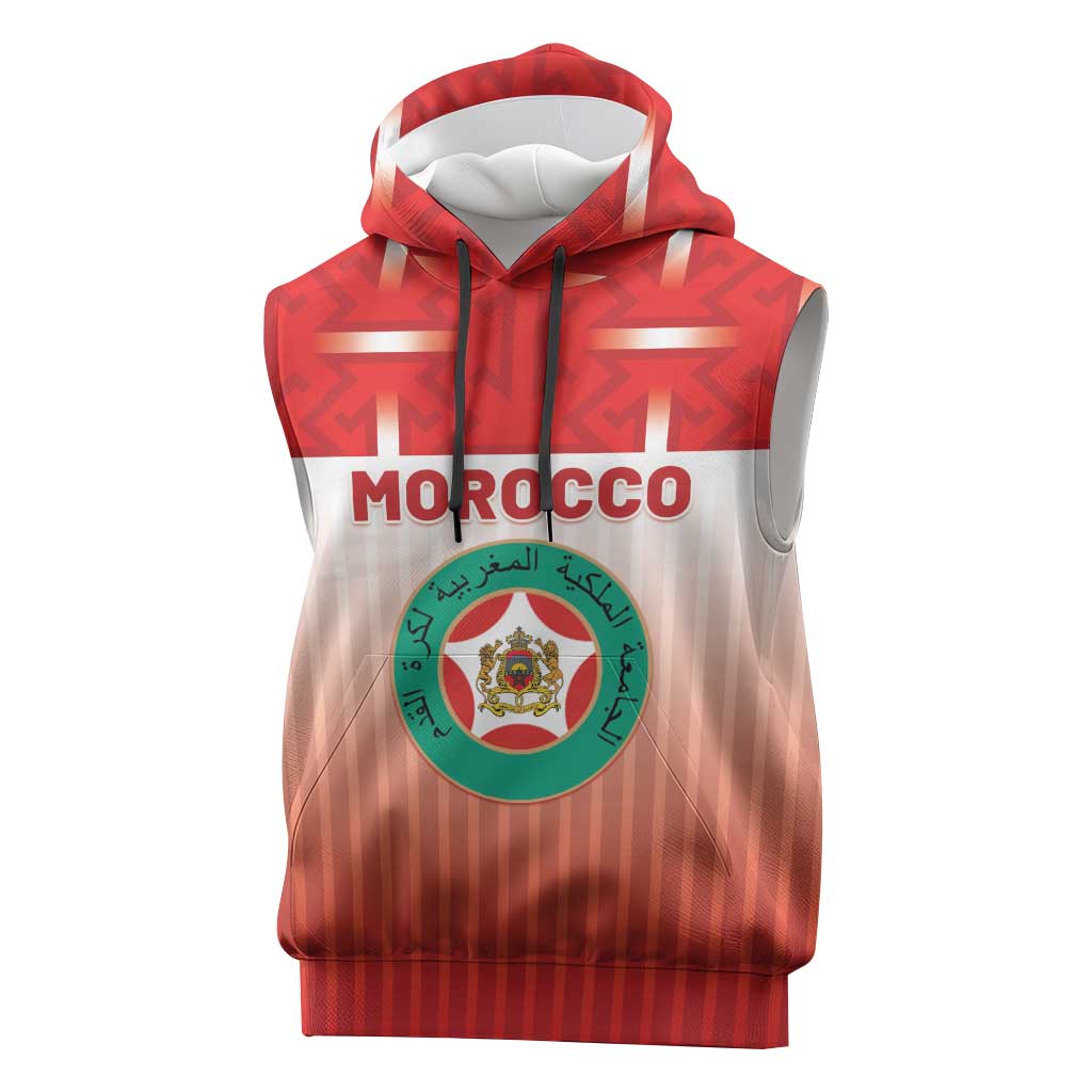 Custom Morocco Football Sleeveless Hoodie 1994 Retro Red Version - African Pride