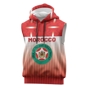 Custom Morocco Football Sleeveless Hoodie 1994 Retro Red Version - African Pride