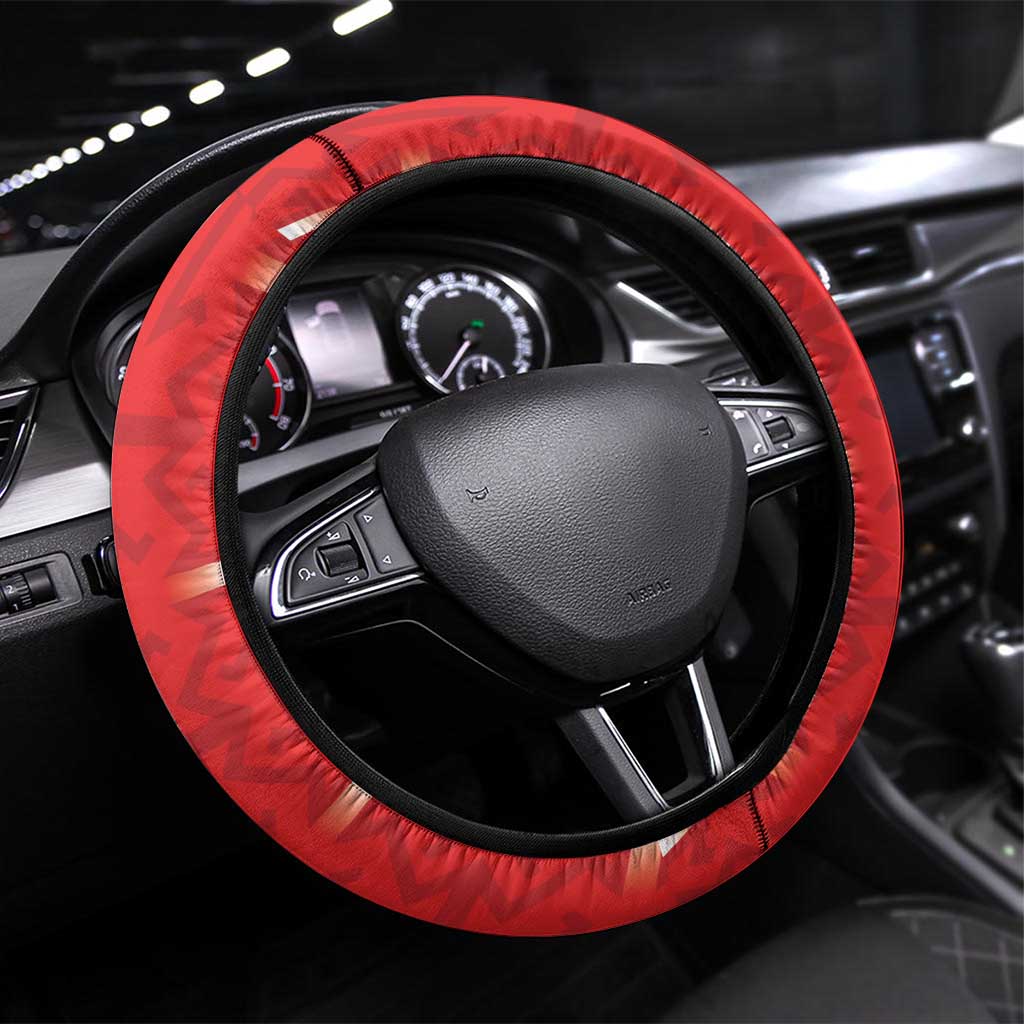 Morocco Football Steering Wheel Cover 1994 Retro Red Version - African Pride