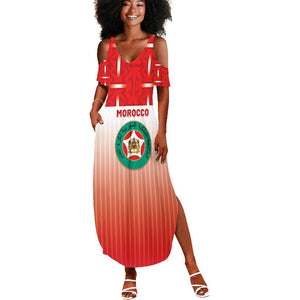 Custom Morocco Football Summer Maxi Dress 1994 Retro Red Version - African Pride