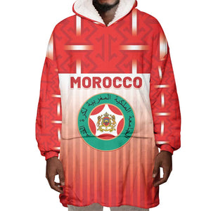 Custom Morocco Football Wearable Blanket Hoodie 1994 Retro Red Version - African Pride