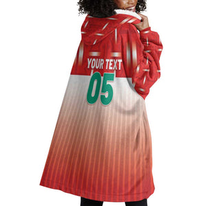 Custom Morocco Football Wearable Blanket Hoodie 1994 Retro Red Version - African Pride