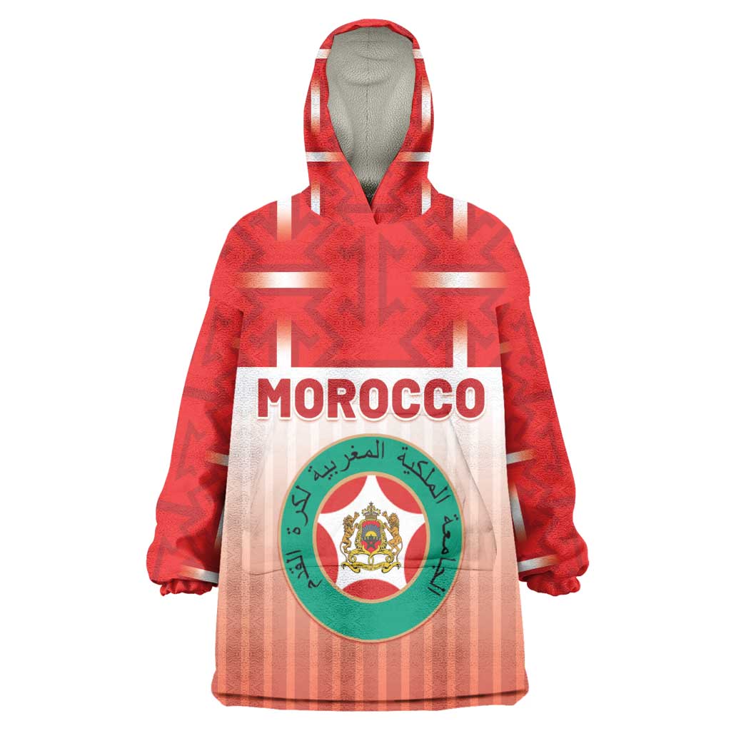 Custom Morocco Football Wearable Blanket Hoodie 1994 Retro Red Version - African Pride