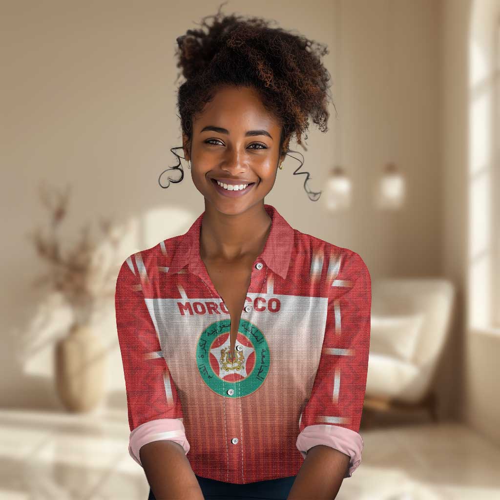 Custom Morocco Football Women Casual Shirt 1994 Retro Red Version - African Pride