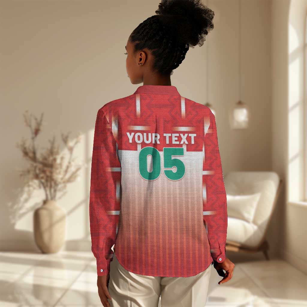 Custom Morocco Football Women Casual Shirt 1994 Retro Red Version - African Pride